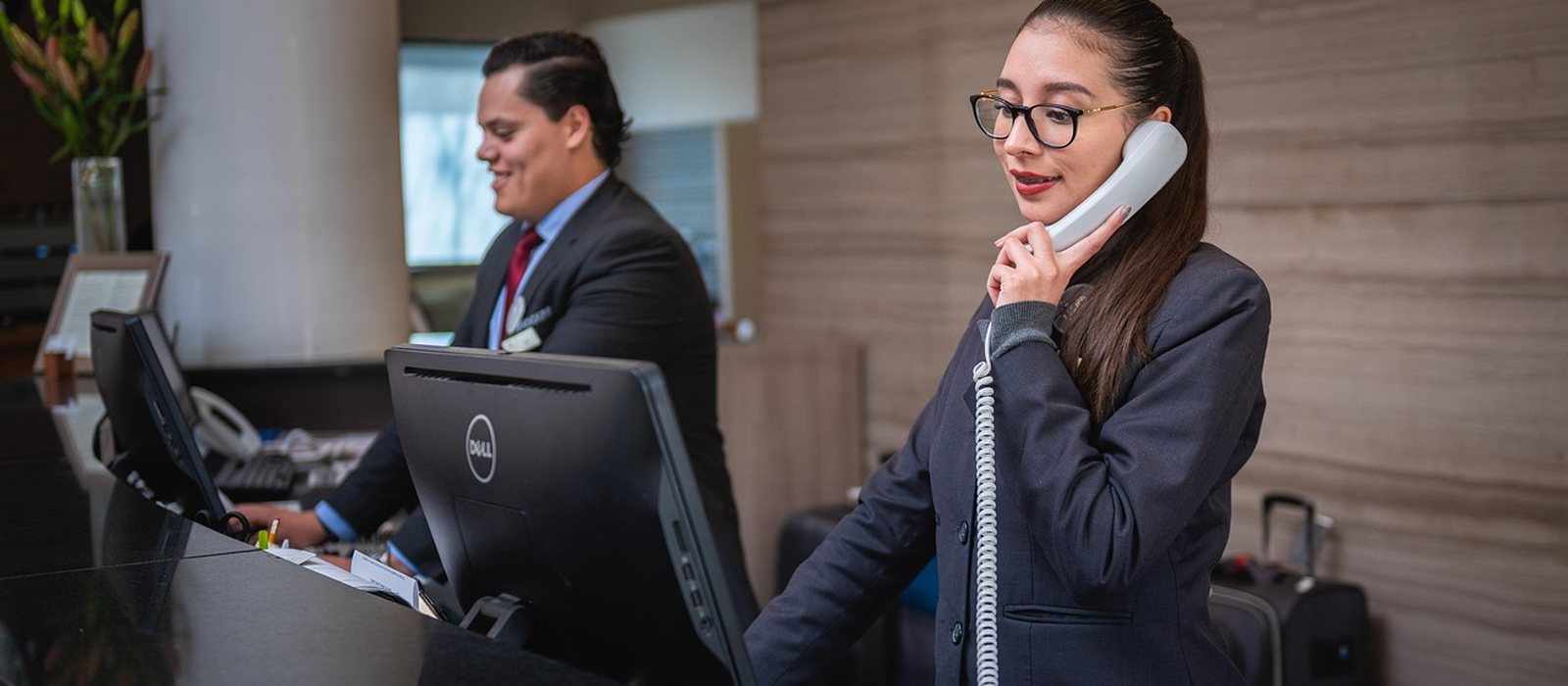 Hotel reception desk detail