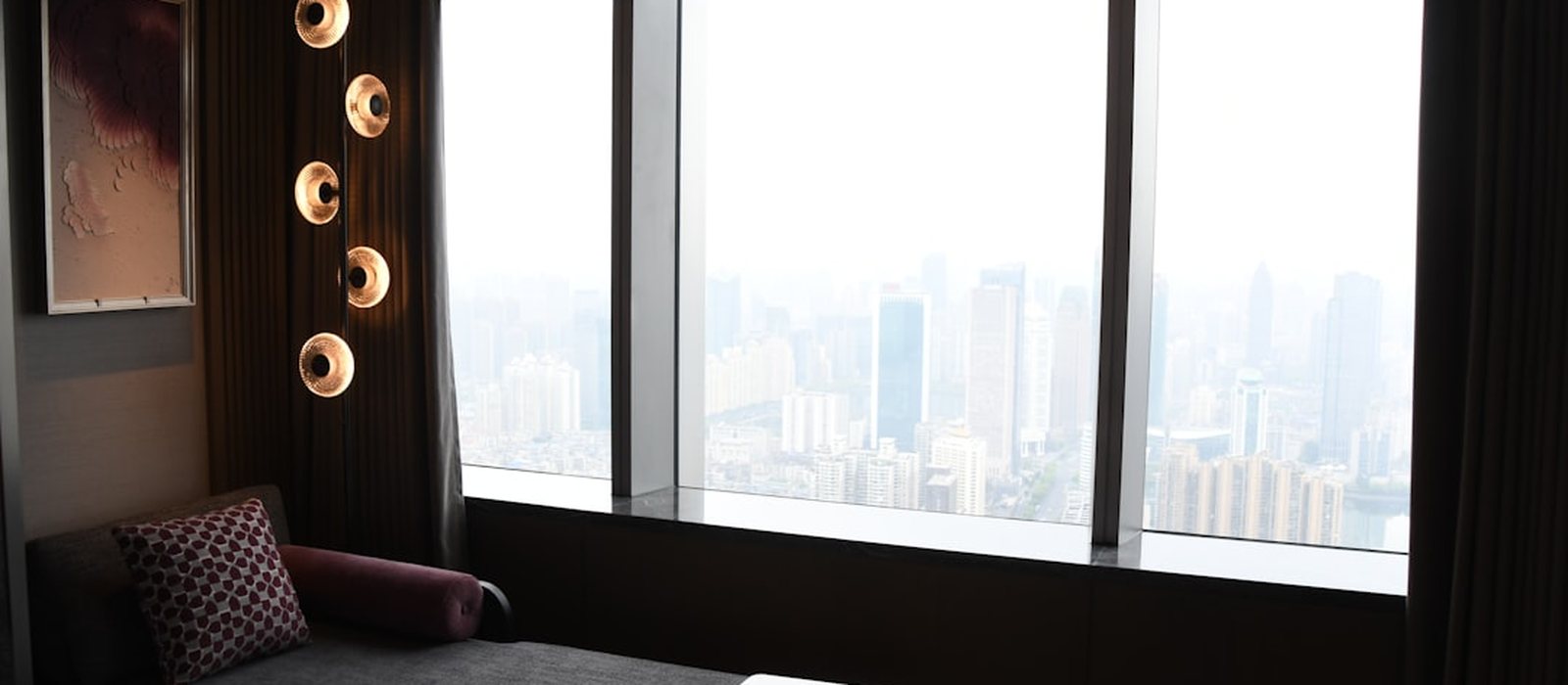 Luxury hotel suite with city view